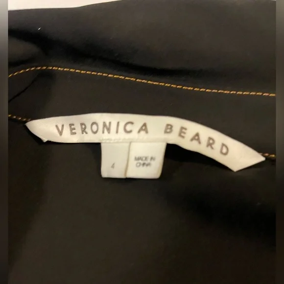 NWOT: Veronica Beard Lavella Topstitched Mini Wrap Dress in Black Size 4 - Picture 6 of 10